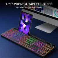 Combina De Teclado Inalámbrico Y Ratón Con Iluminación Retroiluminada Tamaño Completo Ergonómico Con Soporte Para Teléfono Y Tableta 2.4G Ratón Para PC Y Laptop - details 2