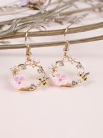Pendientes Colgantes De Abeja Y Flor De Alta Clase Para Mujer Estilo Romántico Y Casual Metal Zinc Aleación Forma Redonda Moda De Viaje Y Festividad - details 2