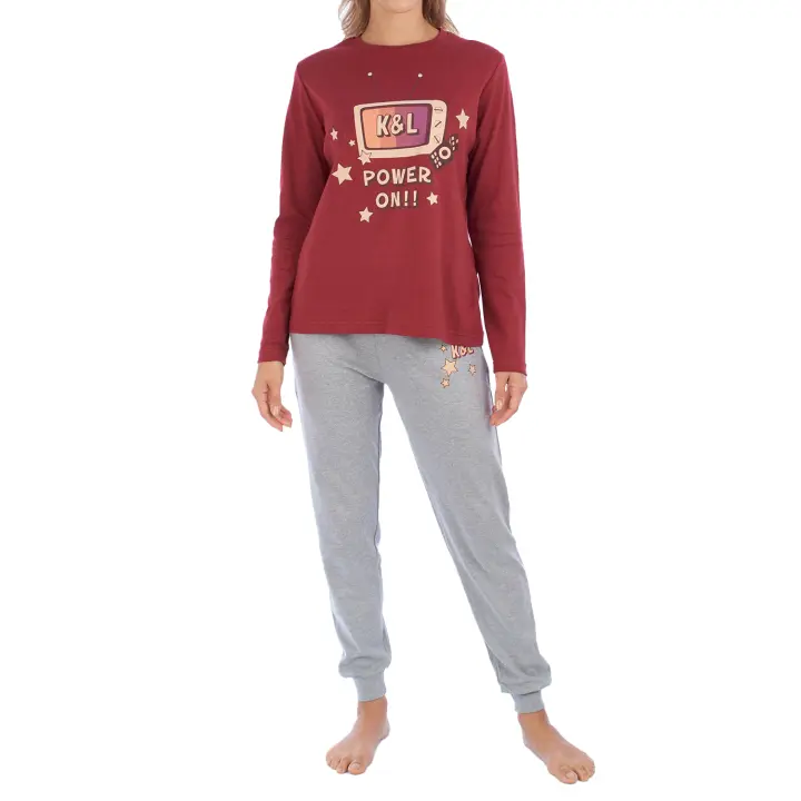 Kisses and Love-Pijama Manga Larga 100% Algodón KLP1 para Mujer - 1