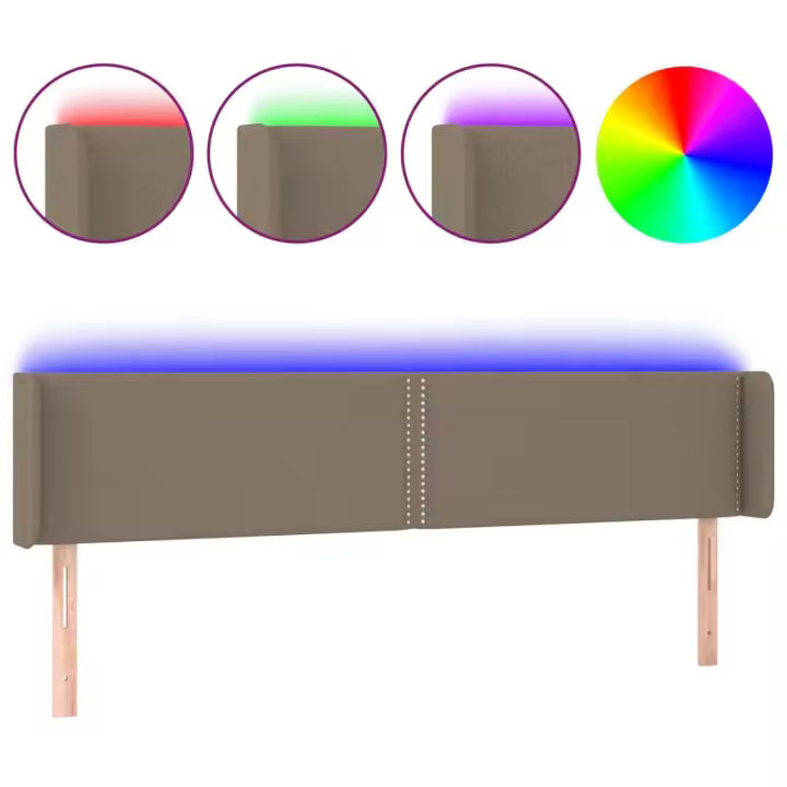 vidaXL Cabecero con LED de tela gris taupe 163x16x78/88 cm - 1