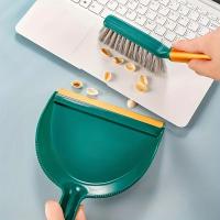 Juego De Escoba De Escritorio Compacto Duradero De Plástico Para El Hogar Fácil De Almacenar Y Usar Incluye Escoba Y Escobita Color Sencillo Blanco Y Verde Oscuro - details 4