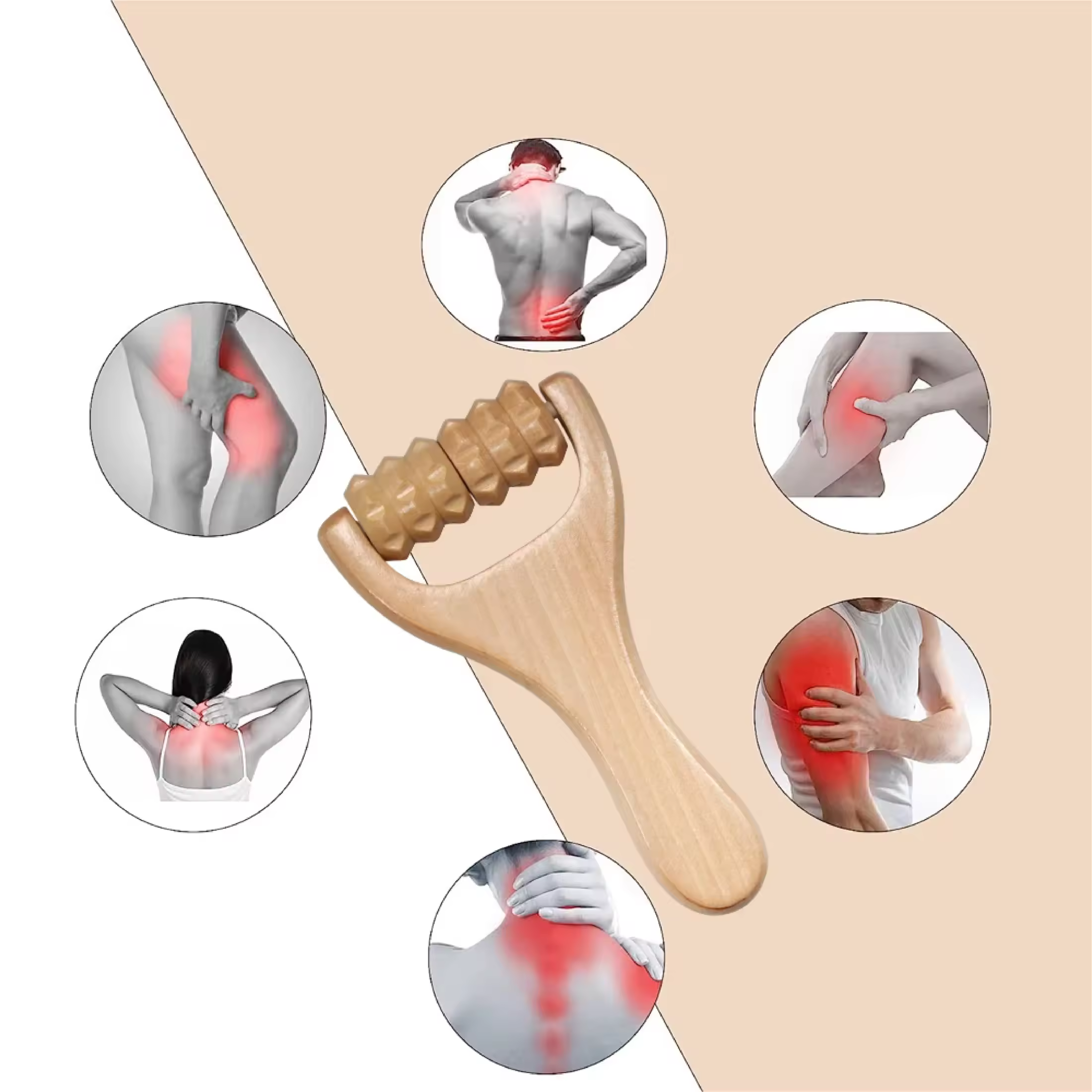Rodillo de Madera para Masaje Terapéutico y Muscular – Herramienta Ergonómica de Bienestar | Complemento para Masajes Manuales - details 0
