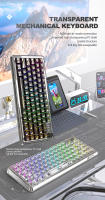 Teclado Mecánico Inalámbrico Attack Shark K75 RGB Con Retroiluminación Multicolor 3 Modos 2.4g BT Recargable Transparente Intercambiables Para PC Y Laptop - details 1