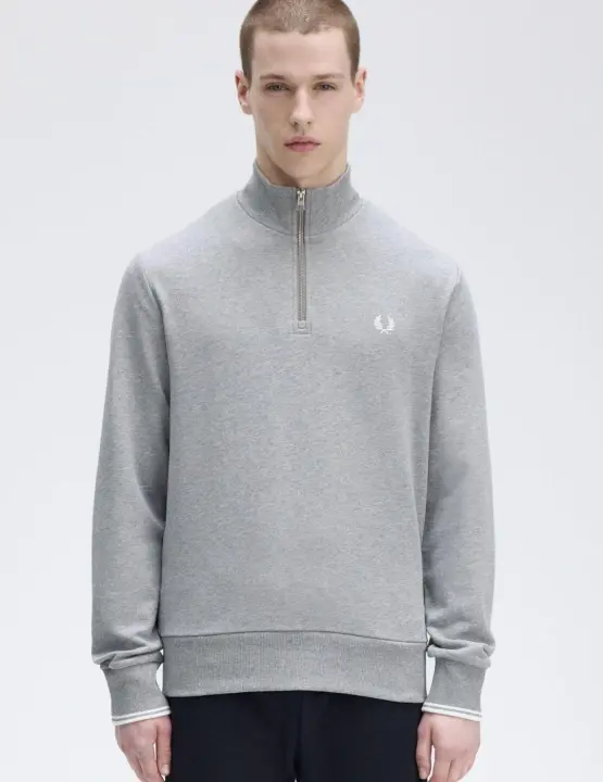 Sudadera Fred Perry Half Zip Gris Claro hombre - 1