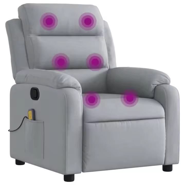 vidaXL Sillón de masaje reclinable de tela Gris claro, Gris oscuro, Negro Sillon Dormitorio Sillon Comodos Silla Relax Sillón Sofá - 1