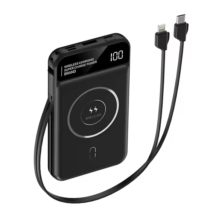 DAM. Powerbank 10.000mAh con carga inalámbrica de 15W, salida PD22.5W Super quick charge, carga rápida. Pantalla indicadora de carga. 12x2x7cm - 1