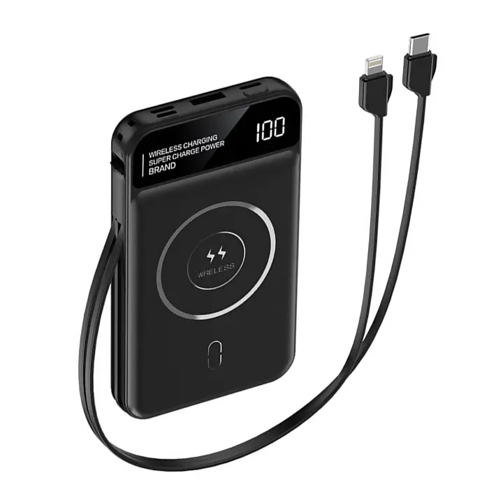 DAM. Powerbank 10.000mAh con carga inalámbrica de 15W, salida PD22.5W Super quick charge, carga rápida. Pantalla indicadora de carga. 12x2x7cm - 1