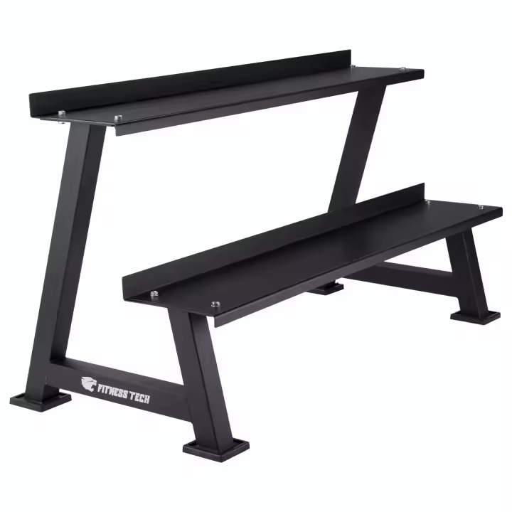 Fitness Tech Soporte Rack para Kettlebell 2 Alturas Estantes de almacenamiento de pesas libres - 1