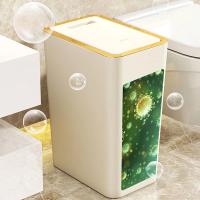 Basurero Slim De 10/12L Para Cocina Baño Y Dormitorio Cubierta Nordic Impermeable Con Tapa De Un Toque Gran Capacidad Ecológico - details 7