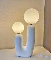 Lámpara De Mesa Creativa Con Resina De Arte Doble Final En Blanco Rosa Verde Para Decoración De Sala De Estar Y Dormitorio Fuente De Luz LED Incluida Fuente De Alimentación AC - details 12