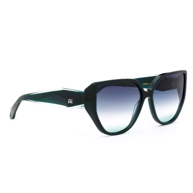 GAFAS DE SOL MUJER ANA HICKMANN AH9431 T01 59-13 145  Montura Acetato Verde Oscuro   Varilla efecto Doble Relieve Verde y Transparente   Lente Gris Verde Degradado - 1