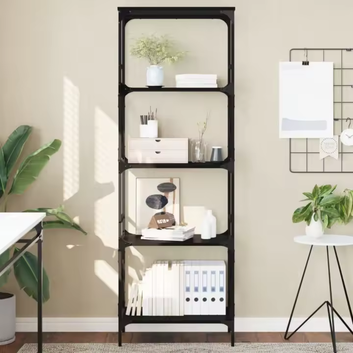 Librería de 5 estantes madera ingeniería negro 59x35x171 cm - 1