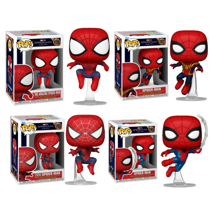 Pack 4 Funkos spiderman No way Home spider-Man Amazing Friendly neighborhood   Funko Pop 1157 1158 1159 1160 - 1