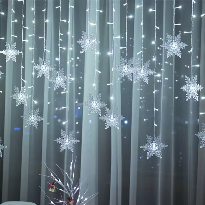 Luces De Navidad LED Con Hojas De Encaje Cortina De Hielo Faeirita Cadena De Luces Para Exterior Decoración De Jardín Y Hogar Para Fiesta De Año Nuevo - 1