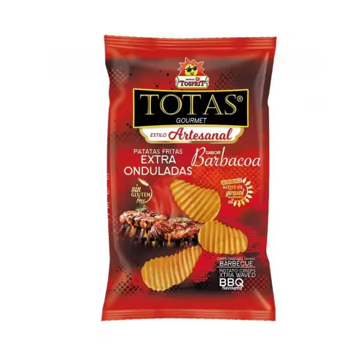 Tosfrit Aperitivos: Patatas Fritas Onduladas Sabor Barbacoa Extra Crujientes Sin Gluten - Caja de 9 Unidades - 1