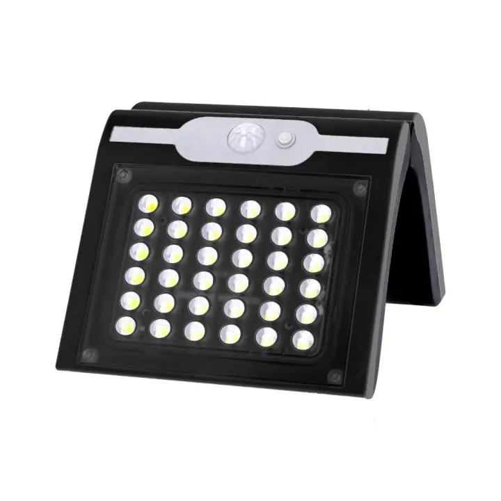 aplique solar 2w 220lm 6.500k con sensor color negro - 1