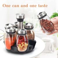 Juego De Botellas De Pimienta Y Especias Rotativas Organizador De Vidrio Para Cocina Soporte Para Azúcar Y Pimienta Estante De Almacenamiento De Cocina 1/7 Piezas - details 3
