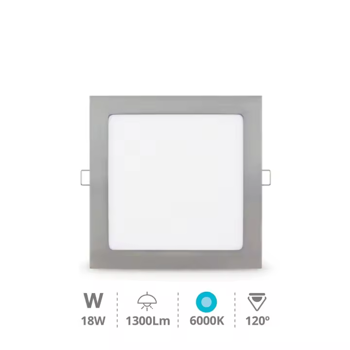 Lumene Downlight Empotrable LED Cuadrada Niquel 18W Luz Blanca 6000K 1300 Lumen - 1