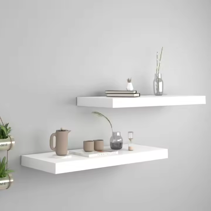 Estantes flotantes de pared 2 uds MDF blanco 60x23,5x3,8 cm - 1