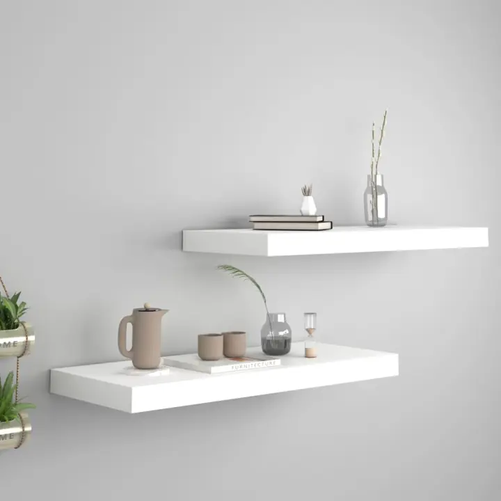 Estantes flotantes de pared 2 uds MDF blanco 60x23,5x3,8 cm - 1