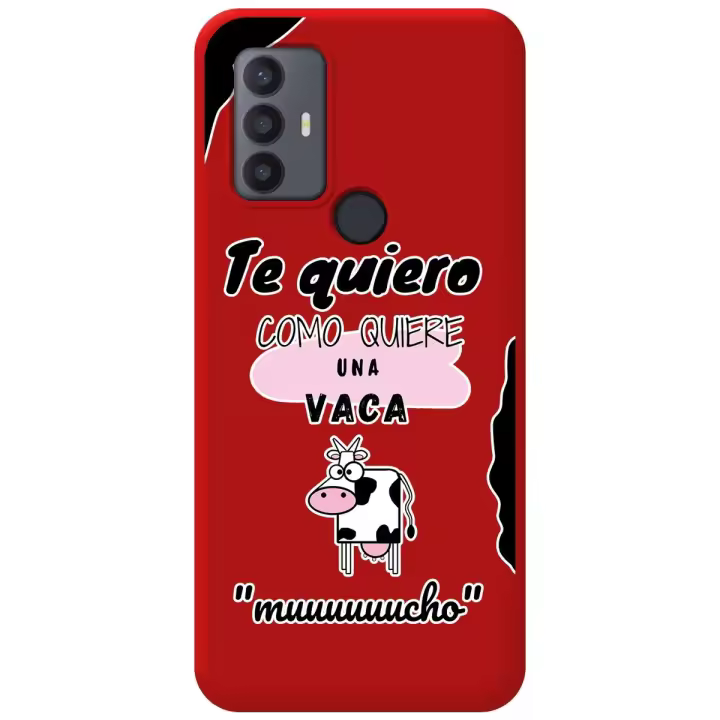 Funda Silicona Líquida Roja para TCL 30 SE / 30E / 306 diseño Vaca Dibujos - 1