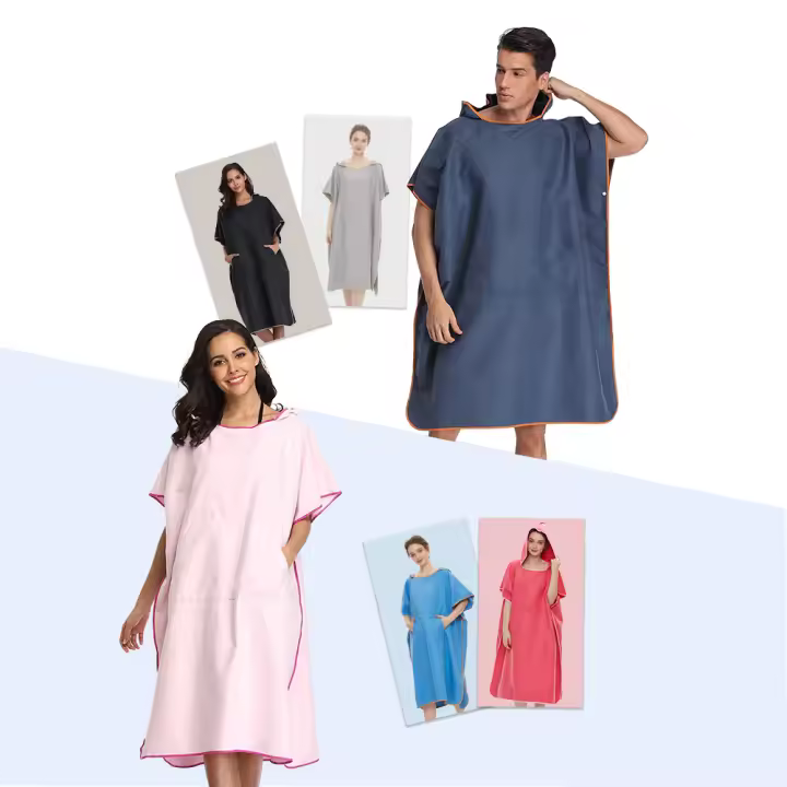 Poncho De Toalla De Surf Unisex Con Bolsillo Poncho De Secado Rápido Microfibra Ropa De Playa Para Cambiar Y Toalla De Natación (A22) - 1