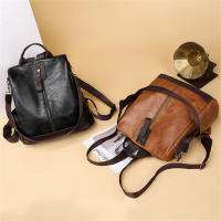 Mochila De Cuero Vintage Para Mujer 3 En 1 Antirrobo Capaz Para Niñas Adolescentes Bolsa Escolar De Viaje Mochila Feminina - details 3