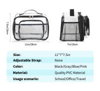 Bolsa de almuerzo transparente de gran capacidad, bolso portátil de PVC, bolsa de almacenamiento sencilla para cosméticos y artículos de tocador, bolsa de almuerzo - details 1