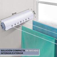 Tendedero Extensible de Pared Retrácthil, 4 Cuerdas, Longitud de hasta 3,7 m por Cuerpo, Tendedero para interior or exterior, Instalación Fija, Tidedero de Ropa Resresistente y Compacto. Incluye pinzas - details 0