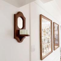 Espejo De Pared Con Soporte Para Vela Para Chimenea Entrada Dormitorio Marco De Madera Decorativo Para Sala De Estar Estilo Rústico - details 1