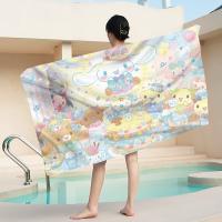 Toalla De Algodón Suave MINISO Sanrio Cinnamoroll Portátil Para Playa Gimnasio Natación Hogar Tamaño Rectangular Estilo Anime - details 5