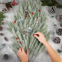 10PCS Ramas De Pino Artificial Para Navidad Árbol De Navidad Decoración De Fiesta Guirnalda De Pinos Con Nieve Regalos Para Decoración De Ambientes - details 5