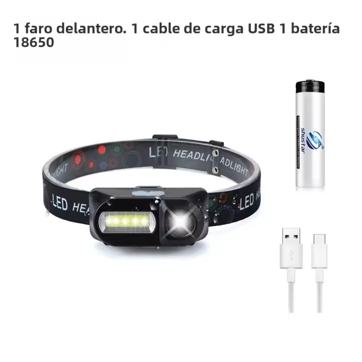 Lámpara De Cabeza LED Para Pesca Y Camping Luz Portátil Mini XPE COB Con USBlampara Frontal Para Uso Con 18650 - 1