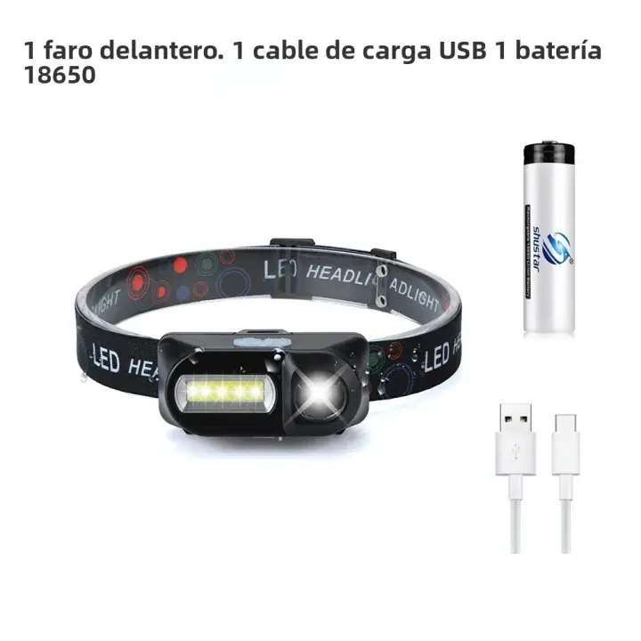 Lámpara De Cabeza LED Para Pesca Y Camping Luz Portátil Mini XPE COB Con USBlampara Frontal Para Uso Con 18650 - 1