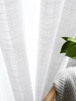 Cortina Transparente Y Sutil Con Patrón Cruzado Para Decoración De Sala De Estar Y Dormitorio Material De Poliéster Tela De Gauze Con Bolso Para Percha - details 12