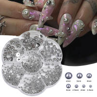 Accesorios De Uñas DIY Con Perlas AB De Resina Coloridas Y Tamaños Variados Paquete De 7 Grillas De Medio Círculo Lujo - details 3