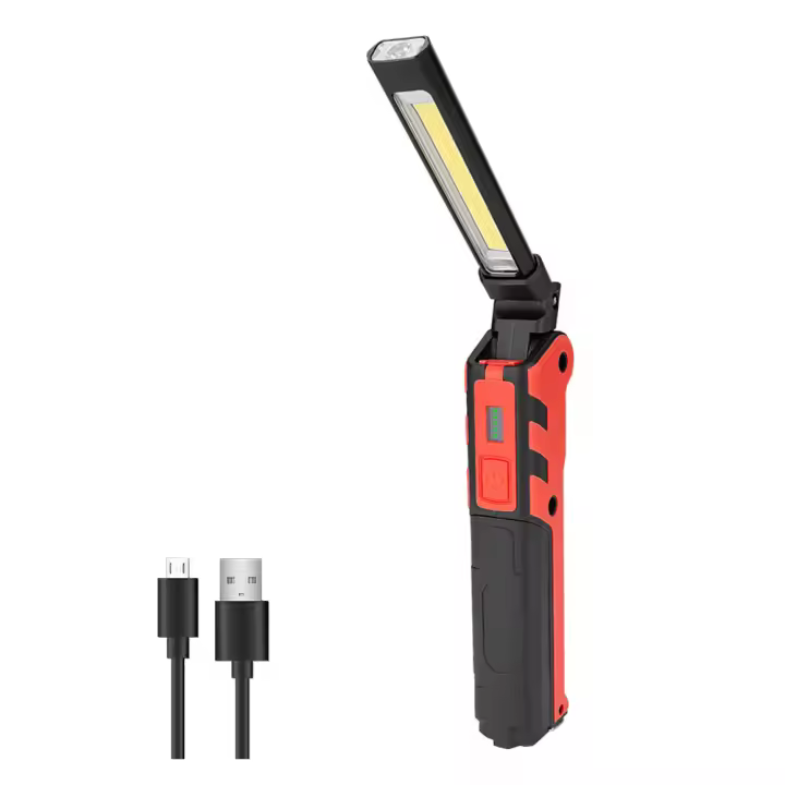 Lámpara De Trabajo LED COB Recargable USB Con Gancho Magnético Y Batería 18650 Torch Inspección Luz De Mano Impermeable 1200 Lumen - 1