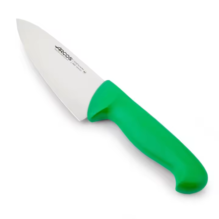 Arcos Serie 2900 - Cuchillo Cocinero - Hoja de Acero Inoxidable NITRUM de 150 mm - Mango inyectado en Polipropileno Color verde - 1
