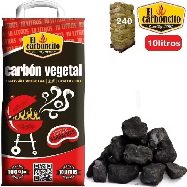GREATOOL Carbón para Barbacoa Tipo Vegetal Especial Barbacoas 1 o 3 Bolsas de 10Litros la und. carbón , mas Duradero, mas Resistente y con mas Poder calorífico. - 1