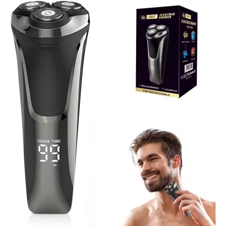 Afeitadora eléctrica Snapbuy para hombre, nueva afeitadora eléctrica rotativa 4D (2025), resistente al agua IPX7, recargable para uso en seco y húmedo, con pantalla LCD (1) - 1