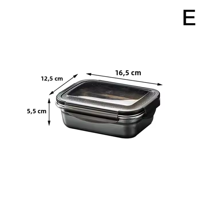Caja De Alimentos Airtight De Acero Inoxidable 304 Caja De Almuerzo Bento Con Tapa Caja De Guardaño Para Picnic Y Camping - 1