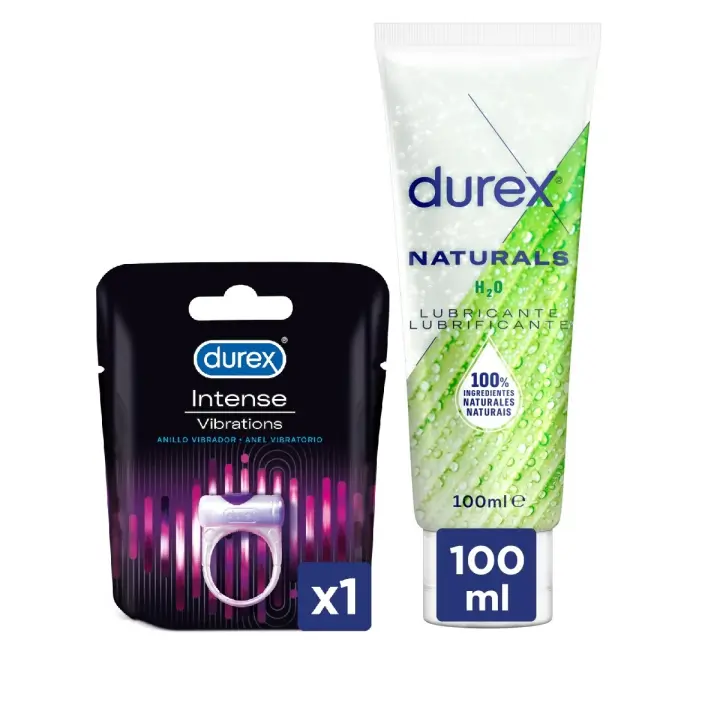 Durex - Lote Lubricante Naturals H2O 100ml + Juguete Sexual Anillo Vibrador Intense Orgasmic Vibrations - 1