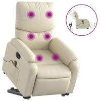 vidaXL Sillón de masaje elevable eléctrico cuero sintético Negro, Crema, Marrón Sillon Dormitorio Sillon Comodos Silla Relax Sillón Sofá - details 0