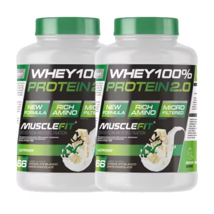 Pack 2 x Whey 100% Protein 2kg - MuscleFit│MUSCLECULT│Incremento de masa muscular│Proteína│Mas musculo - 1