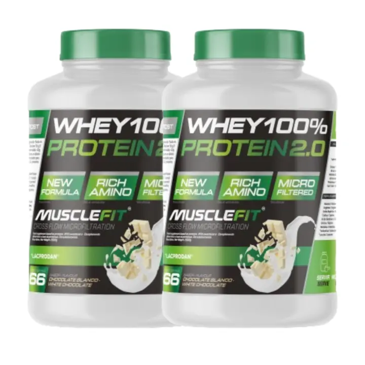 Pack 2 x Whey 100% Protein 2kg - MuscleFit│MUSCLECULT│Incremento de masa muscular│Proteína│Mas musculo - 1