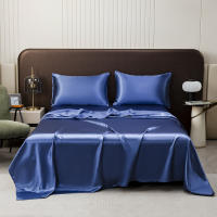 Protector De Sábanas De Lujo En Seda Hueso Lavable Y Antipolvo Para Cama Sin Almohadas Sábana Plana De Color Champán Suave Y Sólida - details 3