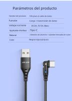 Cable Type C Rojo USLION 180 Grados Rotación 3A Carga Rápida Para Samsung Xiaomi Cable De Datos USB C Adaptador Cargador - details 8