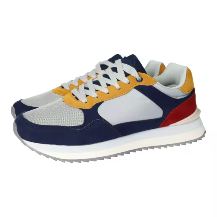 Deportivos marca ZAPATOP para hombre en color marino. Deportivas sencillas hombre, azul marino, mostaza y rojo, ideales para usar a diario. Tenis con buen precio para hombres, con piso antideslizante. - 1