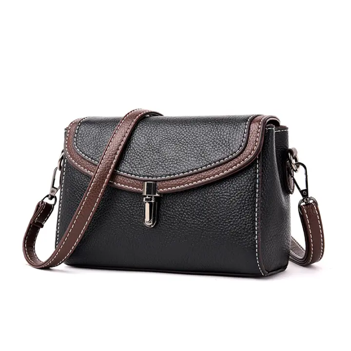 Bolso de hombro de cuero PU para Mujer, Bandolera de gran capacidad con solapa pura, Simple, a la moda, Color sólido - 1