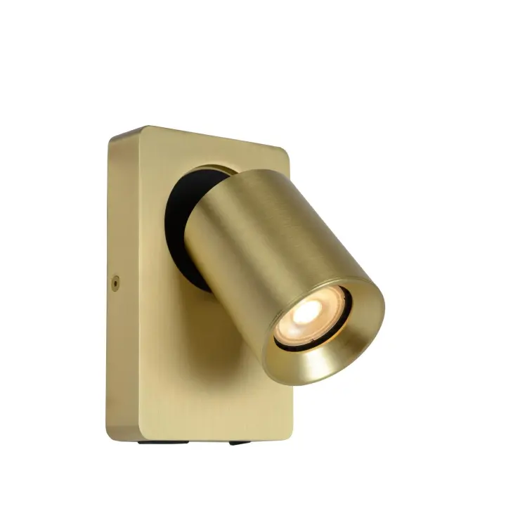 Lucide NIGEL - Lámpara de cabecera / Lámpara de pared - LED Dim to warm - GU10 - 1x5W 2200K/3000K - Con punto de carga USB - Oro mate / Latón - 1